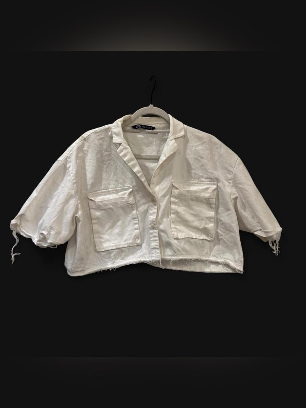 Zara white cropped shacket